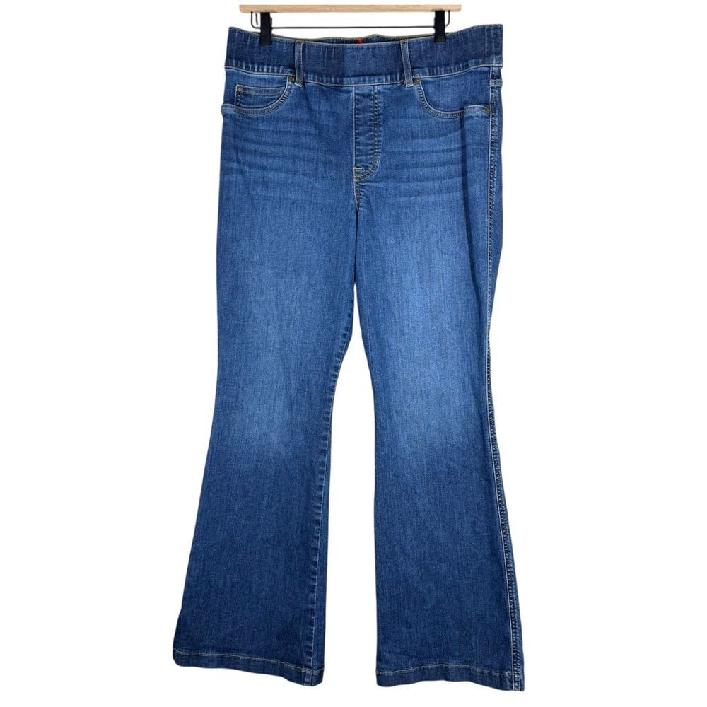 Spanx Stretch Pull On Flare Blue Denim Jeans Women’s Size 1X 20327Q